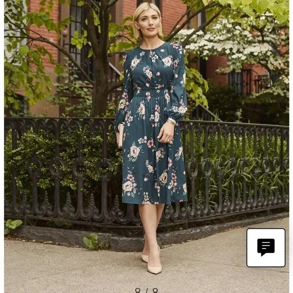 Floral Print Long Sleeve Midi Dress size S - Picture 5 of 11